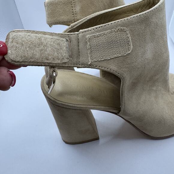 Stuart Weitzman Tan Suede Ankle Booties Chunky High Heels Womens Size 6.5 - Picture 8 of 12
